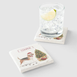 Beagle Funny jul Hund med Träd Stenunderlägg