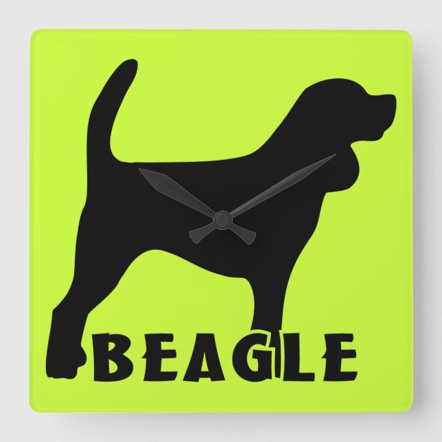 Beagle Fyrkantig Klocka (Framsida)