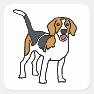 Beagle Fyrkantigt Klistermärke