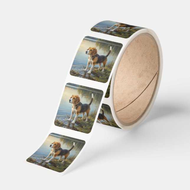 Beagle Fyrkantigt Klistermärke (Rulle)