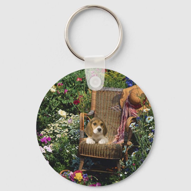 Beagle Garden Keychain Nyckelring (Framsida)