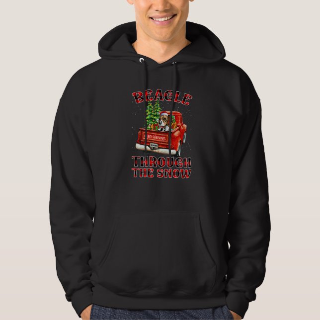 Beagle Genom Snö Jul Hund Lastbil Karo  Hoodie (Framsida)