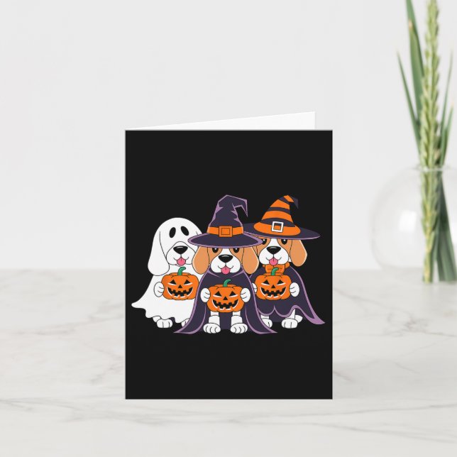 Beagle Ghost Pumpkin Halloween-design för hundälsk Kort (Framsida)