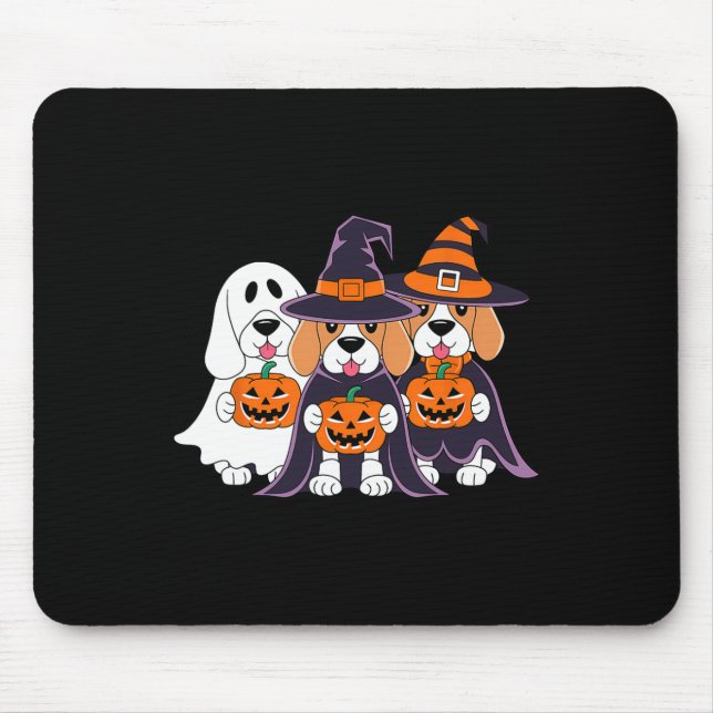 Beagle Ghost-pumpkin Halloween-design för Kärlek Musmatta (Framsidan)