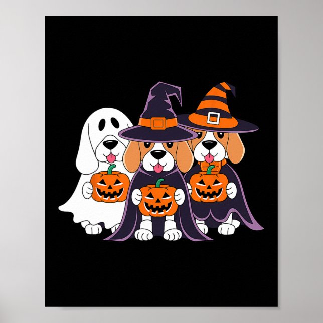 Beagle Ghost-pumpkin Halloween-design för Kärlek Poster (Framsidan)