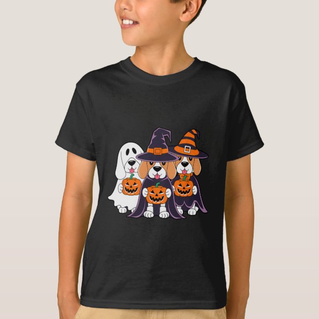 Beagle Ghost-pumpkin Halloween-design för Kärlek T Shirt (Framsida)