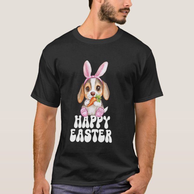 Beagle Glad Påsk Dag Hund T Shirt (Framsida)