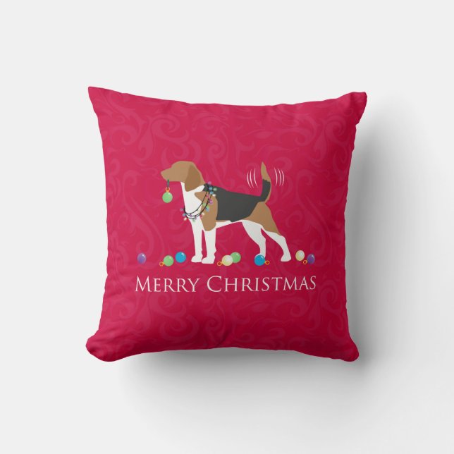 Beagle God jul Design Kudde (Framsida)
