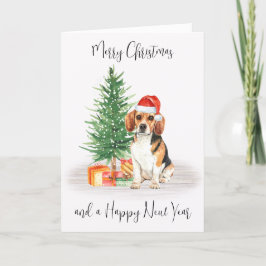 Beagle God jul Festive Santa Hund Helgkort