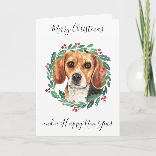 Beagle God jul Trendig Hund Helgkort (Framsida)