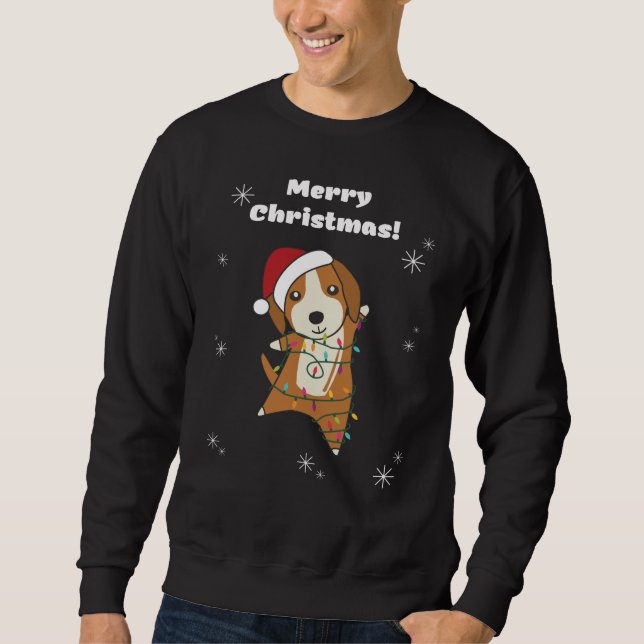 Beagle God jul Winter Animals Hund Lång Ärmad Tröja (Framsida)