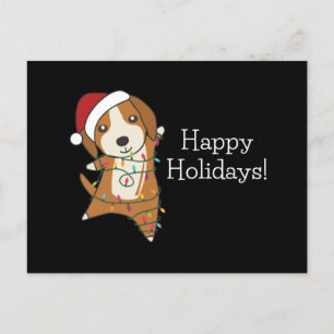 Beagle God jul Winter Animals Hund Postcard Vykort