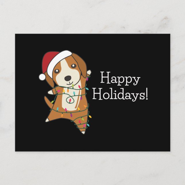 Beagle God jul Winter Animals Hund Postcard Vykort (Framsida)