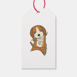 Beagle God jul Winter Animals Hund Presentetikett