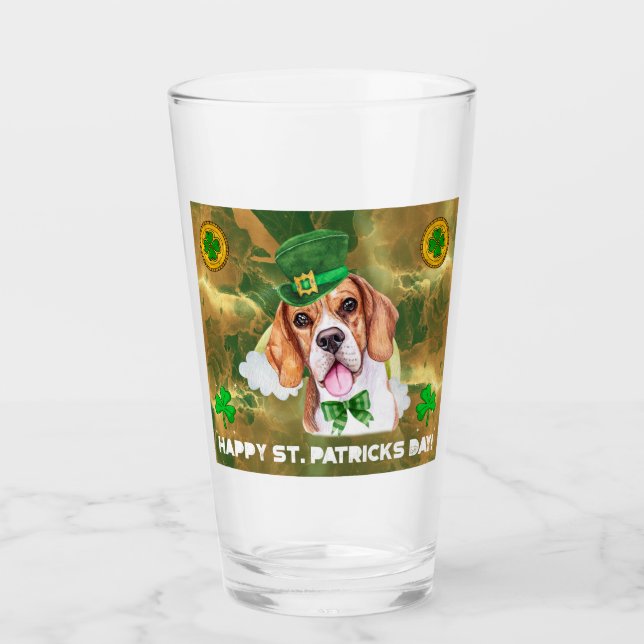 Beagle Gold Glad St. Patricks Dag Glaskopp (Framsida)
