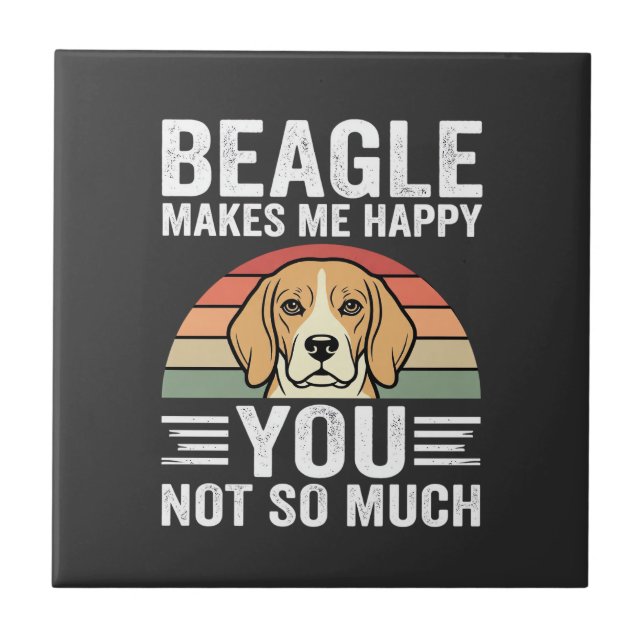 Beagle Gör Mig Glad Hundälskare Kakelplatta (Framsidan)