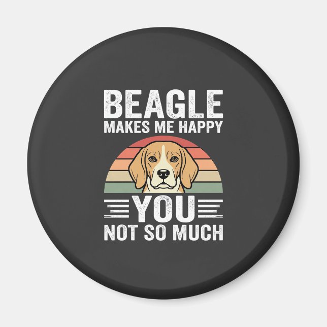 Beagle Gör Mig Glad Hundälskare Magnet (Framsidan)