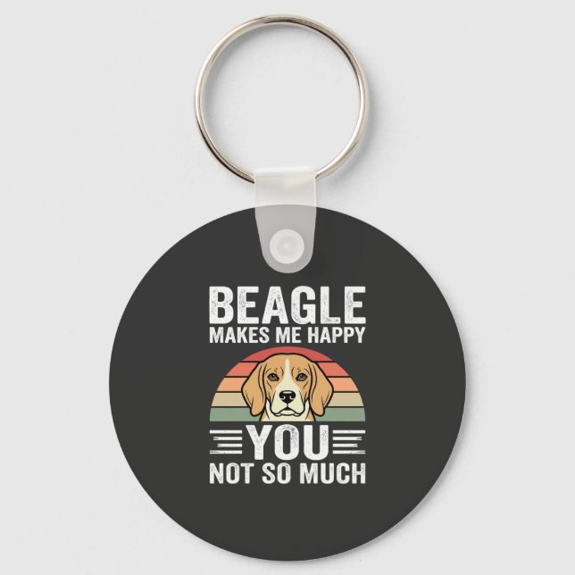 Beagle Gör Mig Glad Hundälskare Nyckelring (Framsida)