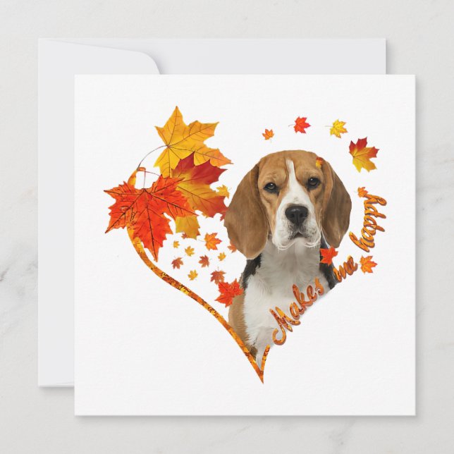 Beagle gör mig Lycklig Fall Heart Löv (Framsida)