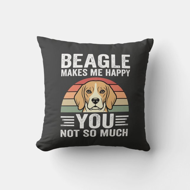 Beagle gör mig lycklig hundälskare kudde (Framsida)