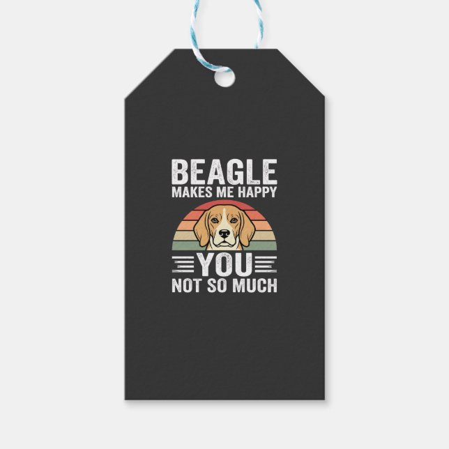 Beagle gör mig lycklig hundälskare presentetikett (Framsidan)