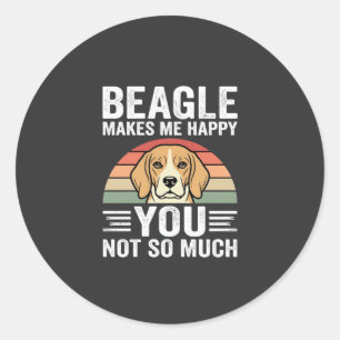 Beagle gör mig lycklig hundälskare runt klistermärke