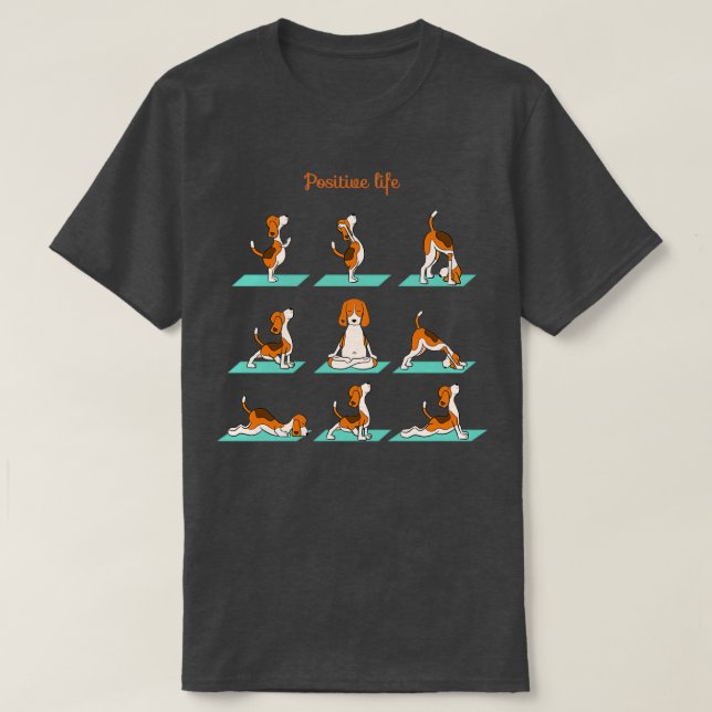 Beagle gör yoga t shirt (Design framsida)