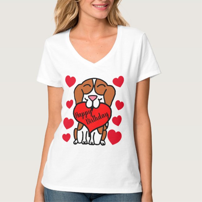 Beagle Grattis på födelsedagen Hund älskare T Shirt (Framsida)