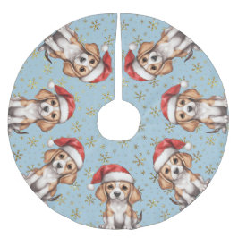 Beagle Guld Glitter Snowflake Julgransmatta Borstad Polyester