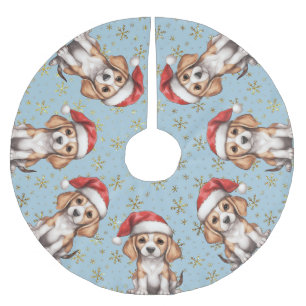 Beagle Guld Glitter Snowflake Julgransmatta Borstad Polyester