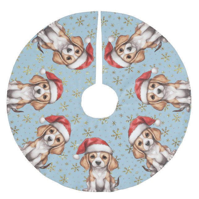 Beagle Guld Glitter Snowflake Julgransmatta Borstad Polyester (Framsidan)