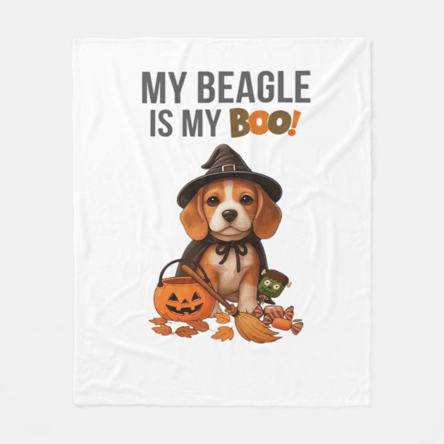 Beagle Halloween Costume My Beagle är Min Boo Hund Fleecefilt (Framsidan)