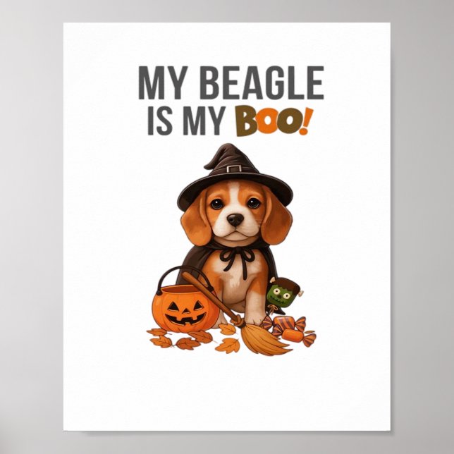 Beagle Halloween Costume My Beagle är Min Boo Hund Poster (Framsidan)