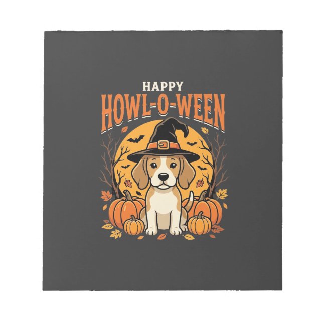 Beagle Halloween Howl-O-Ween Hund Pumpa Design_1 Anteckningsblock (Framsida)