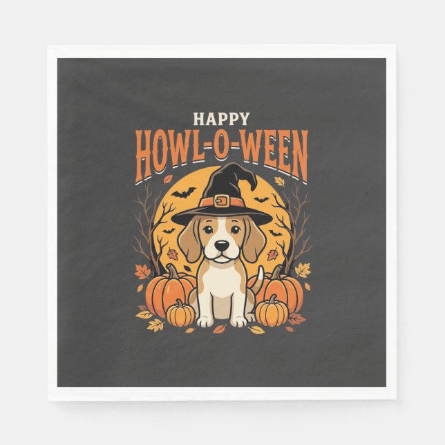 Beagle Halloween Howl-O-Ween Hund Pumpa Design_1 Pappersservett (Framsidan)