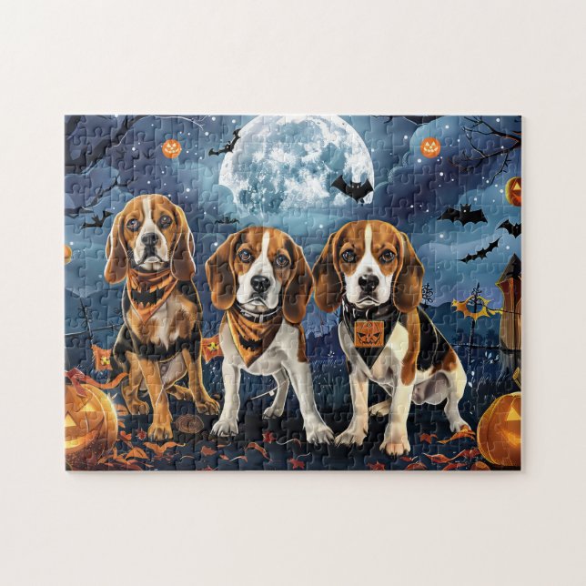 Beagle Halloween Kuslig Pussel (Horisontell)