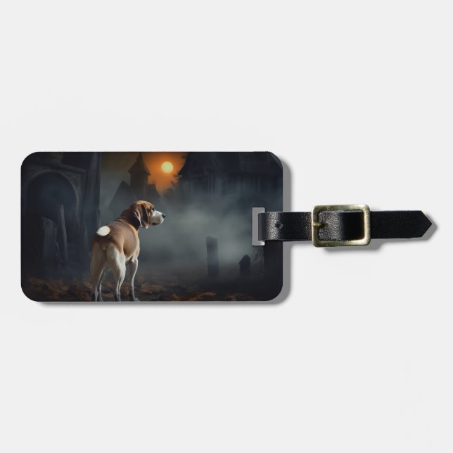 Beagle Halloween Skräckinjagande Bagagebricka (Horisontell Framsida)
