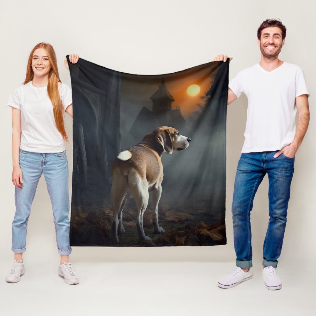 Beagle Halloween Skräckinjagande Fleecefilt (På plats)