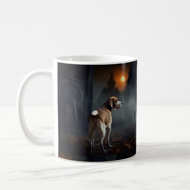 Beagle Halloween Skräckinjagande Kaffemugg (Vänster)