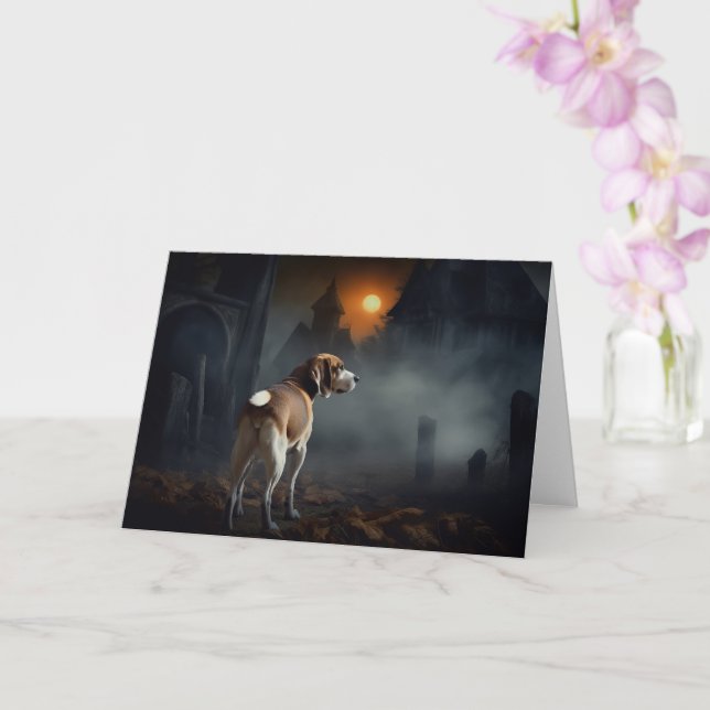 Beagle Halloween Skräckinjagande Kort (Orkide)