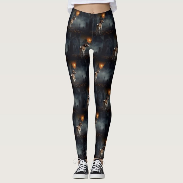 Beagle Halloween Skräckinjagande Leggings (Framsida)