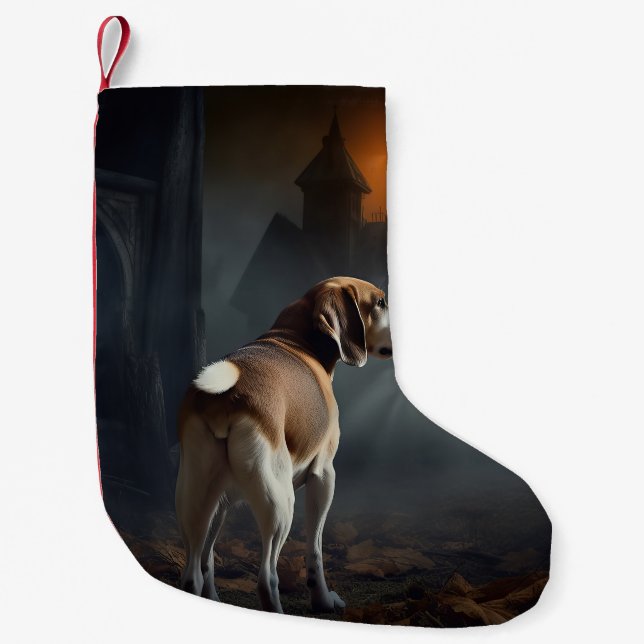 Beagle Halloween Skräckinjagande Liten Julstrumpa (Framsidan)