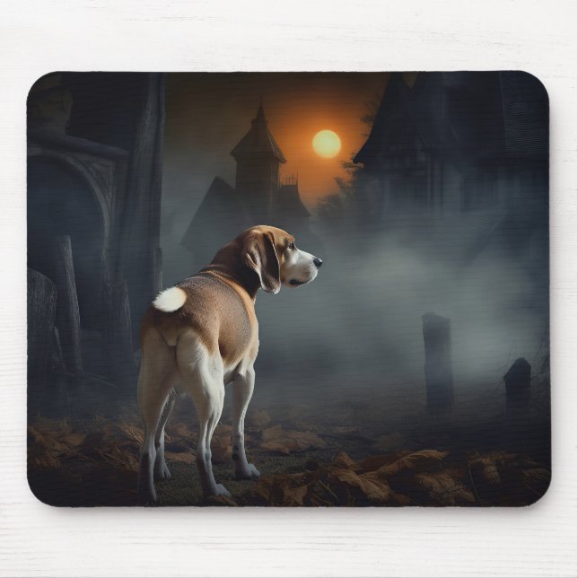 Beagle Halloween Skräckinjagande Musmatta (Framsidan)