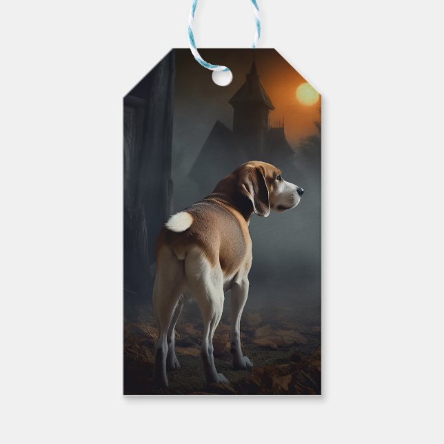 Beagle Halloween Skräckinjagande Presentetikett (Framsidan)