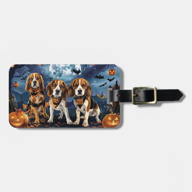 Beagle Halloween Spooky Bagagebricka (Horisontell Framsida)
