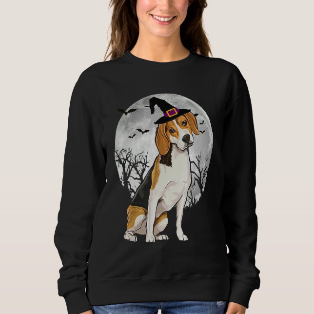 Beagle Halloween Witch Hat T Shirt (Framsida)