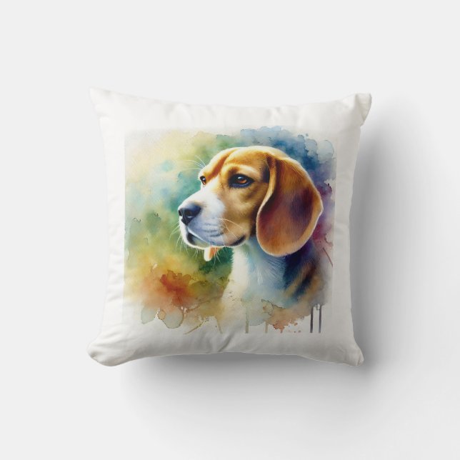 Beagle Harrier Dog 010824AREF102 - Watercolor Kudde (Framsida)