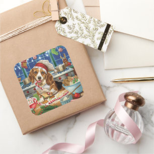 Beagle Helgdag Baking: God jul Fyrkantigt Klistermärke