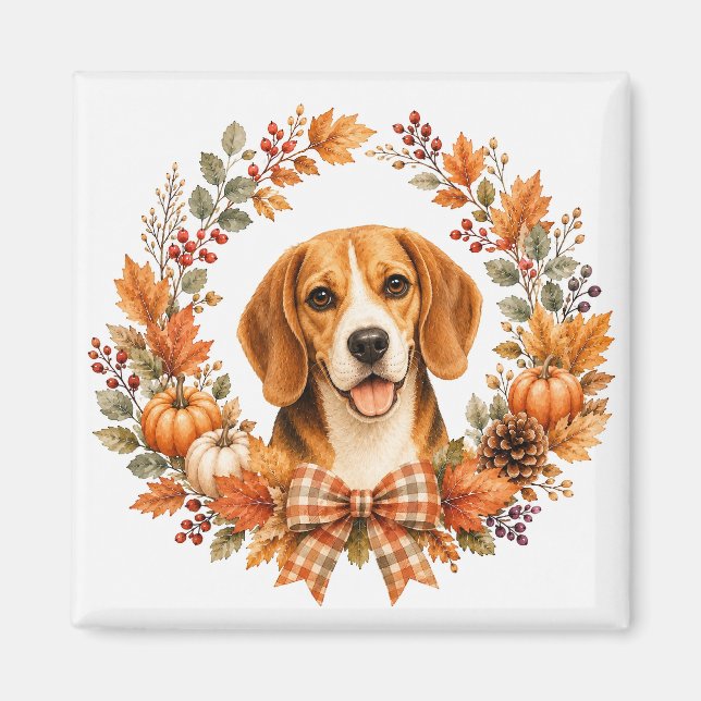 Beagle höstkrans magnet (Framsidan)