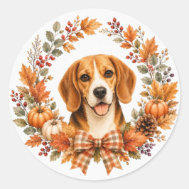 Beagle höstkrans runt klistermärke